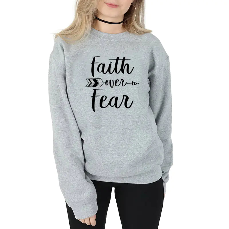 "Faith Over Fear Loose Cotton Graphic T-Shirt"