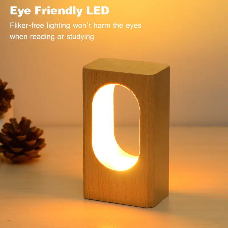 LED Wood Desk Lamp - Dimmable Night Light Decor