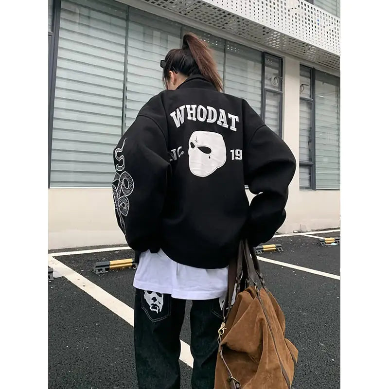 American Street Style Letter Print Loose Jacket