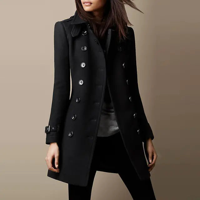 Ladies Wool Trench Coat - Spring Long Jacket
