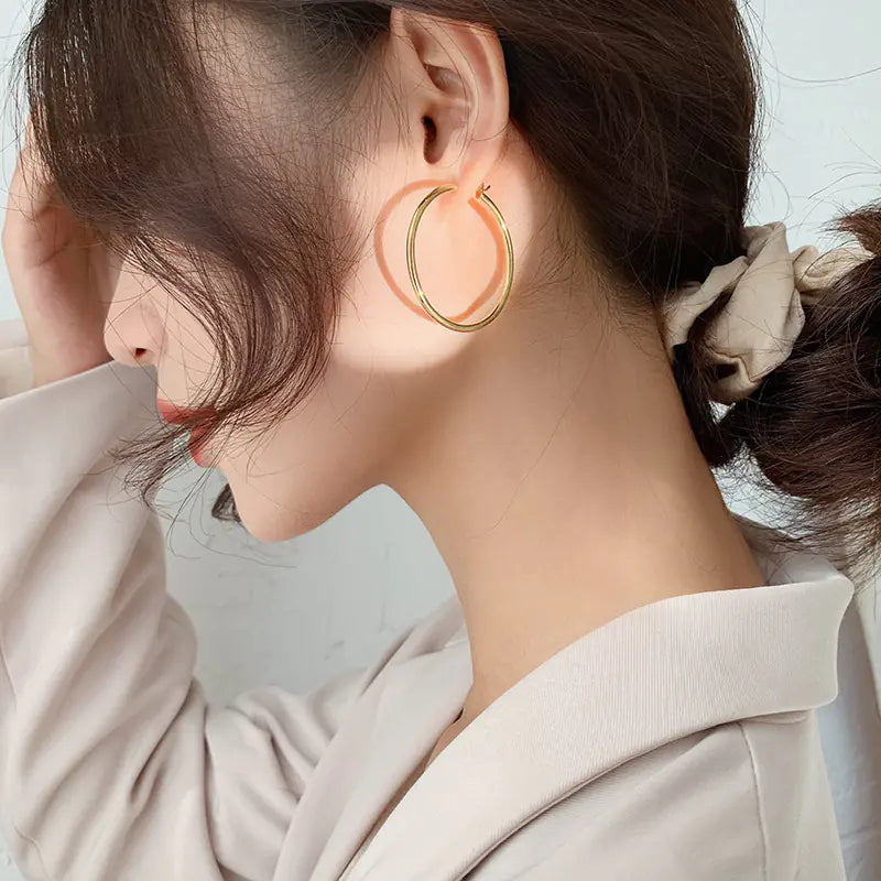 14K Gold-Plated Oversized Circle Hoop Earrings