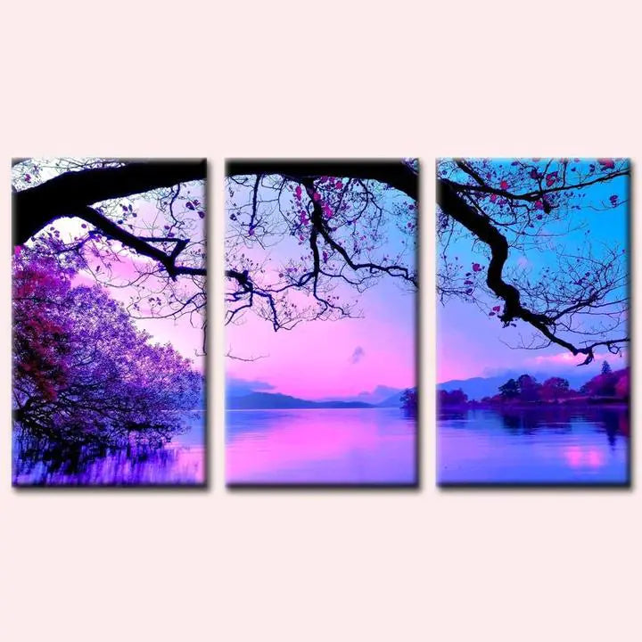 Triptych Canvas Wall Art - Digital Oil Painting Landscape