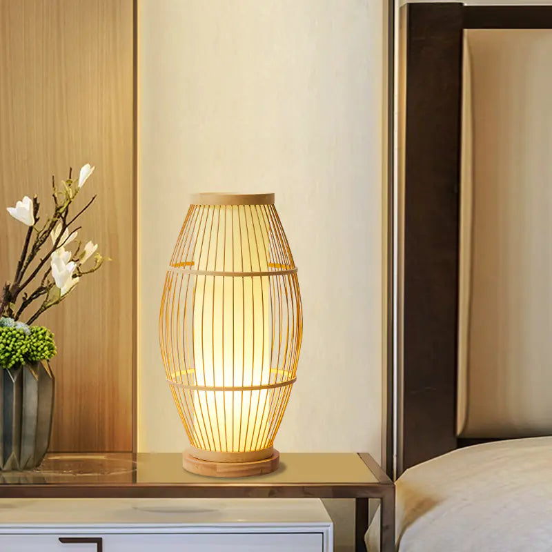 New Chinese Style Wooden Bedside Lamp for Home Decor