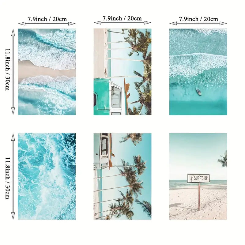 6pcs 7.9x11.8in Decorative Beach Wall Art Set
