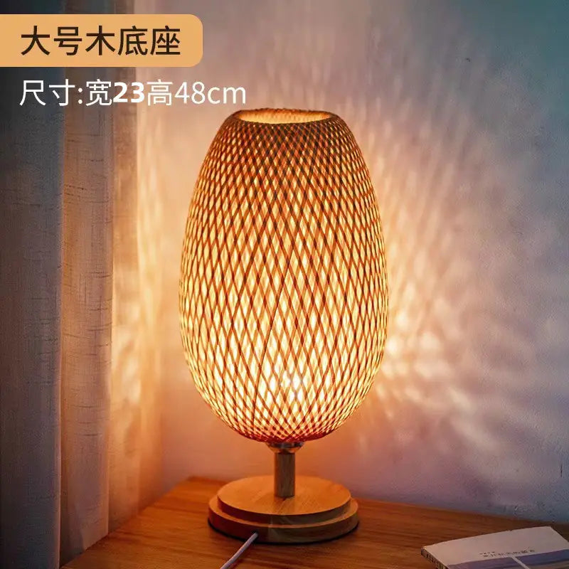 New Chinese Style Wooden Bedside Lamp for Home Decor