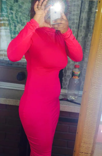 Long Sleeve Solid Color Dress