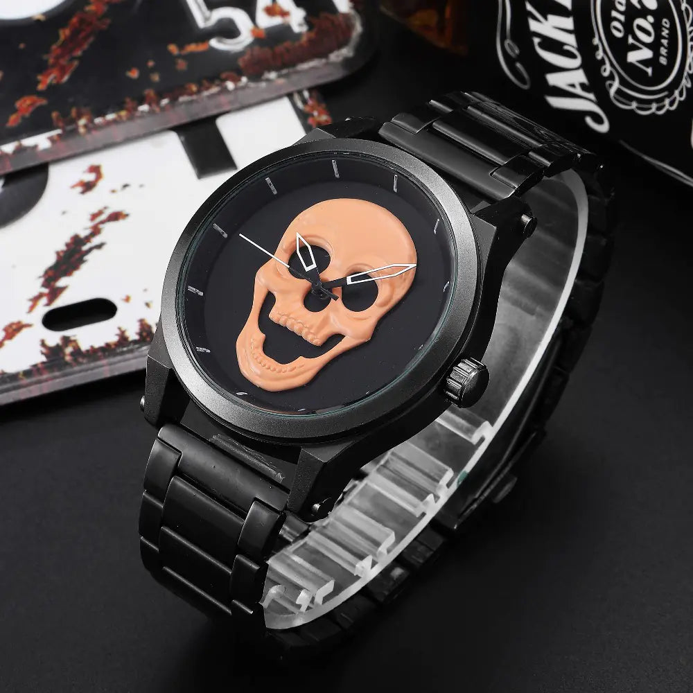Men's Quartz Skeleton Watch with Steel Band