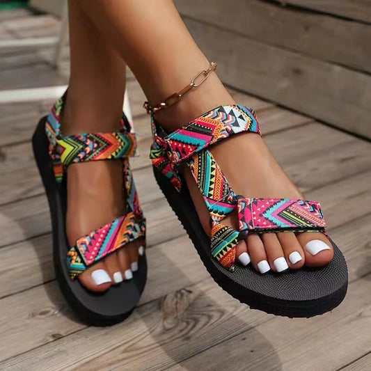 Summer Flat Women's Shoes Hemp Rope Set Foot Beach Sandals Outdoor