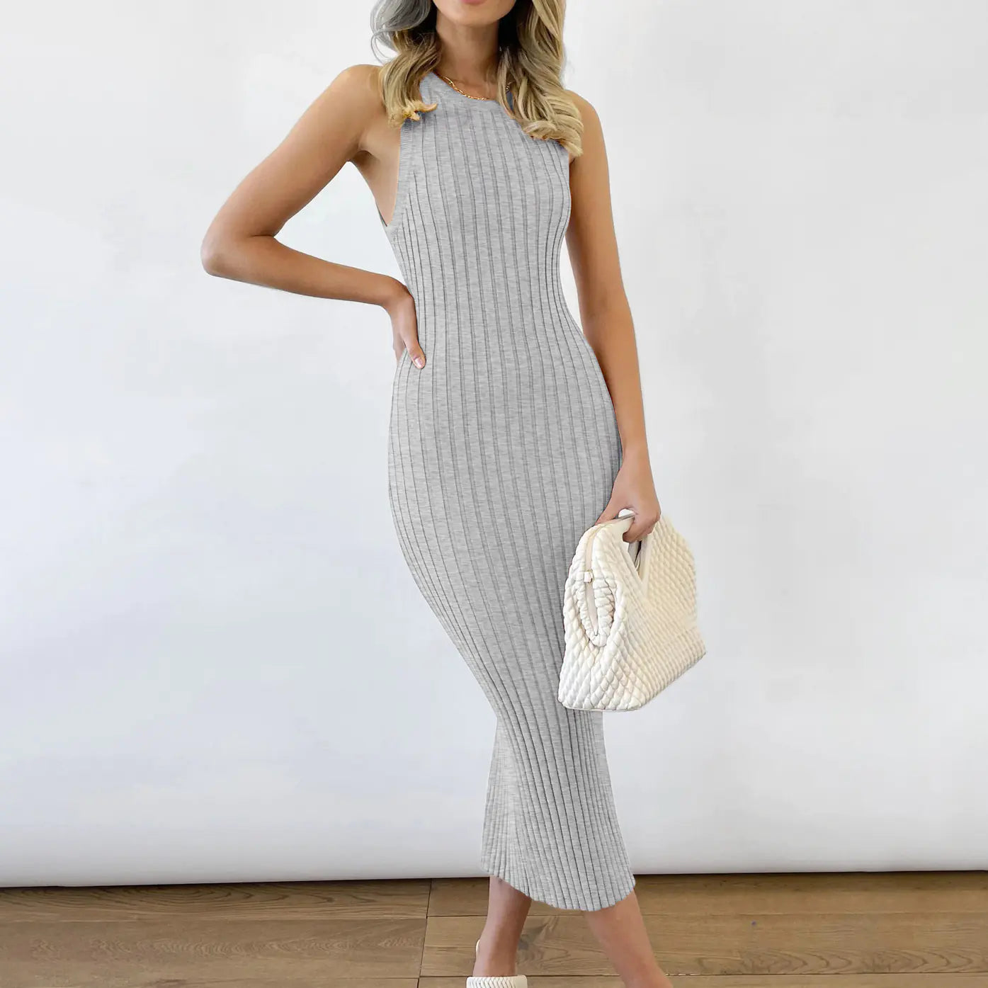 Women's Sleeveless Knitted Dress for Holiday & Parties