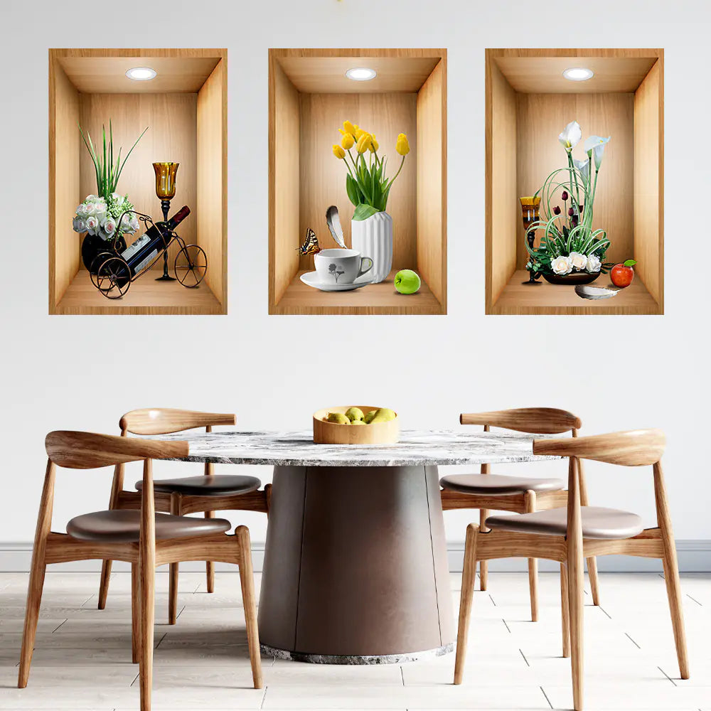 3D Effect Self-Adhesive Plant Wall Art Decor