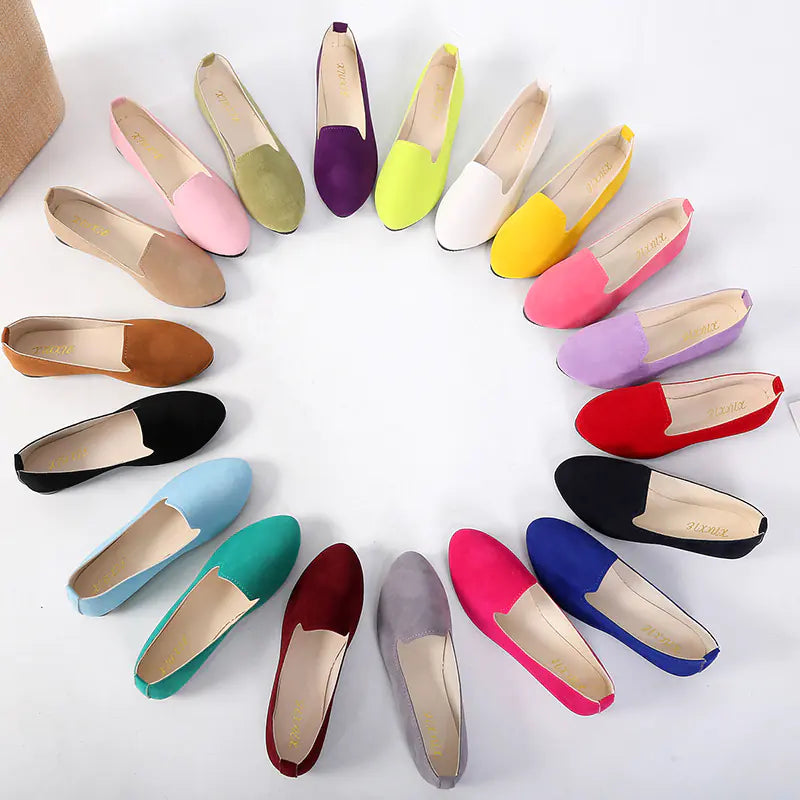 Women's Flat Shoes - Comfortable Candy Color Work Footwear