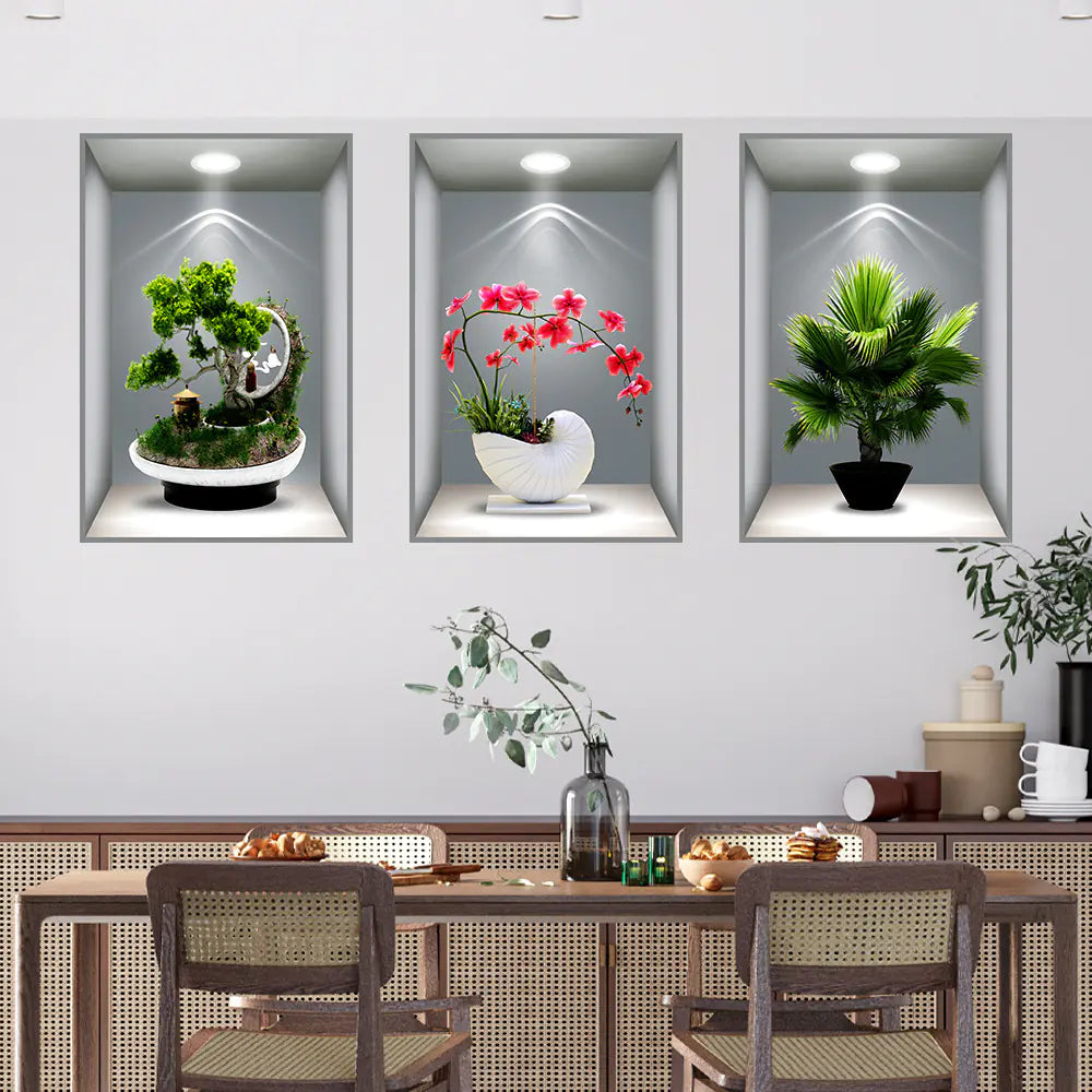 3D Effect Self-Adhesive Plant Wall Art Decor