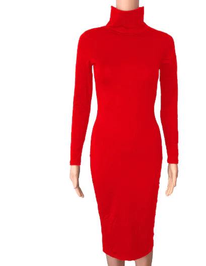 Long Sleeve Solid Color Dress
