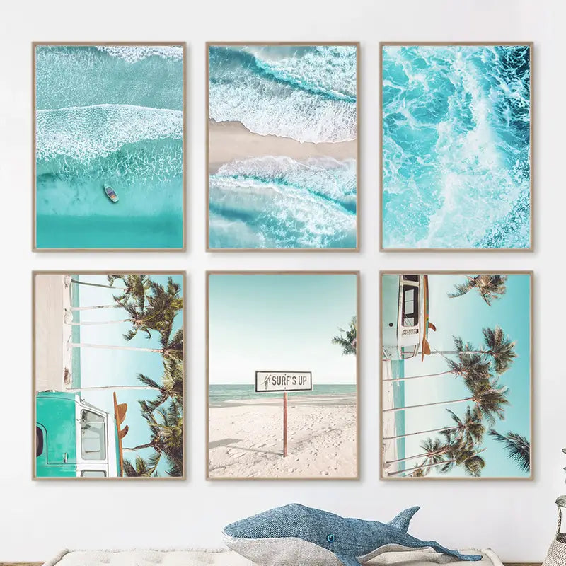6pcs 7.9x11.8in Decorative Beach Wall Art Set