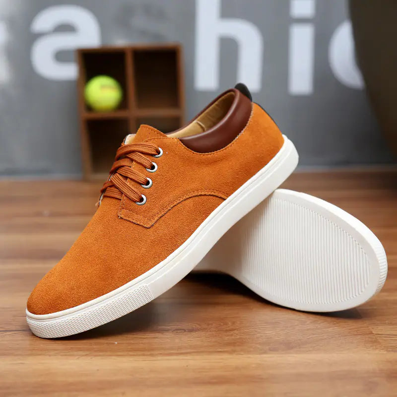 Leather Casual Sneakers (Men's Genuine Leather Shoes)