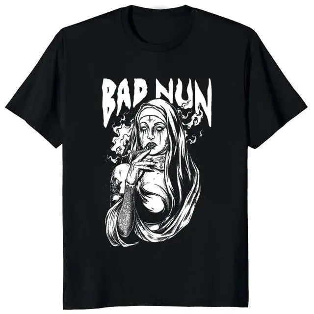 Vintage Devil Unholy Nun Graphic T-Shirt - Plus Size