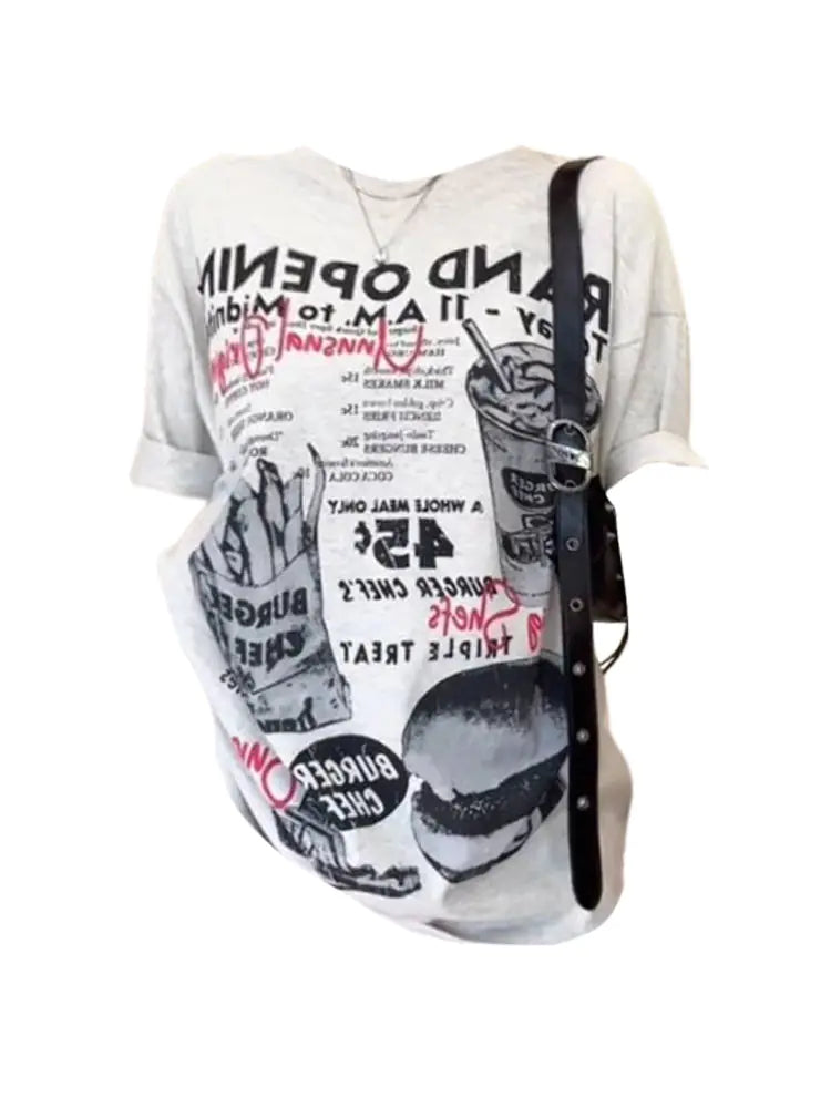 American Style Women's O-Neck Letter Print T-Shirt