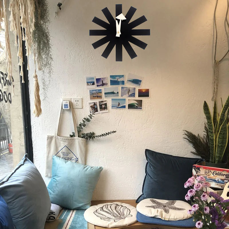 Classic Black Quartz Wall Clock - Nordic Home Decor