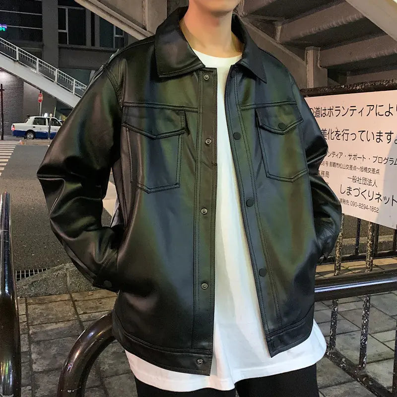 Men's Casual Leather Motorcycle Jackets - Trendy Design