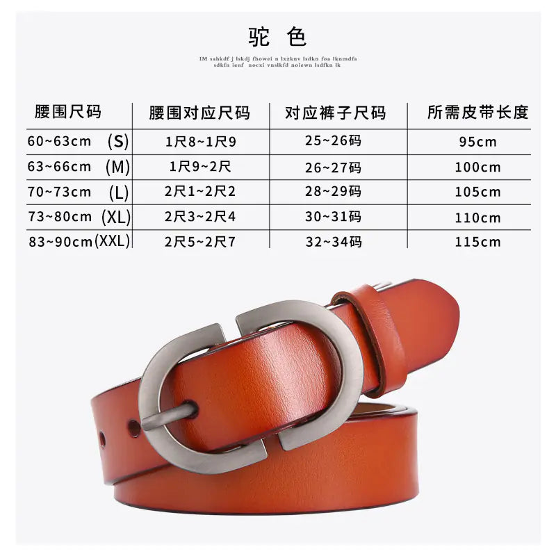 Women's Fashionable Black Leather Belt for Jeans