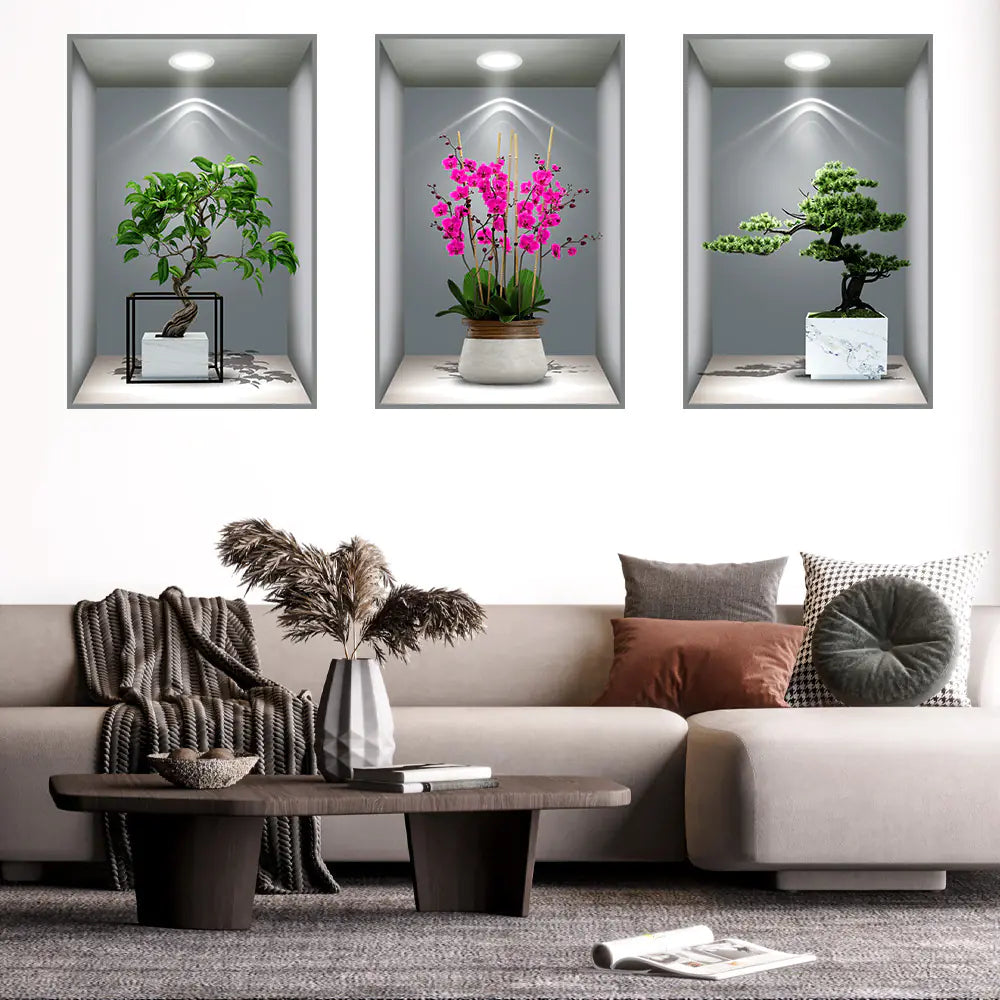 3D Effect Self-Adhesive Plant Wall Art Decor