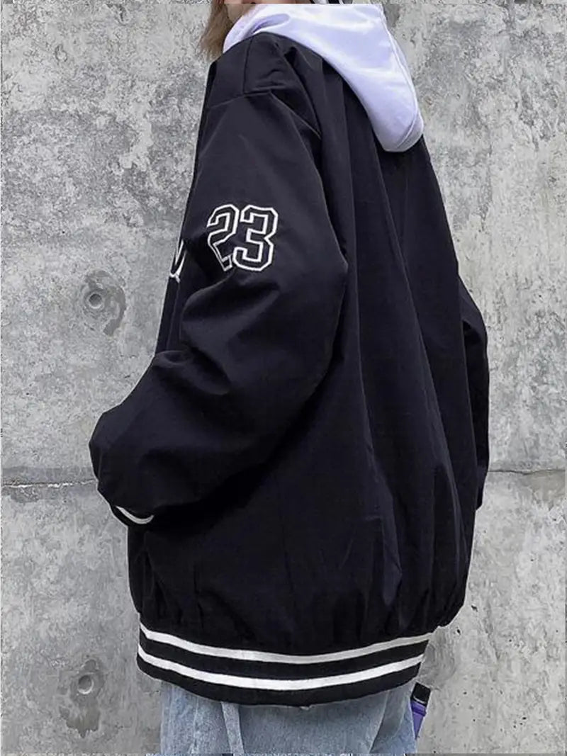 Stylish Graphic Print Loose Thermal Jacket for Women