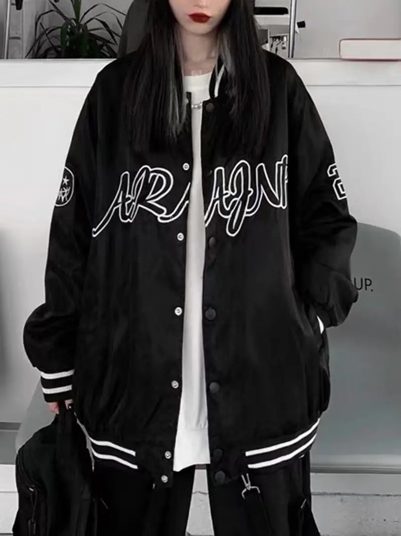 Stylish Graphic Print Loose Thermal Jacket for Women