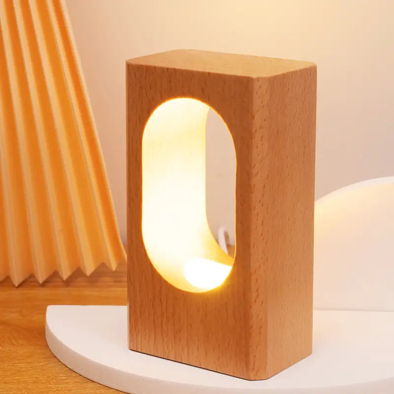 LED Wood Desk Lamp - Dimmable Night Light Decor