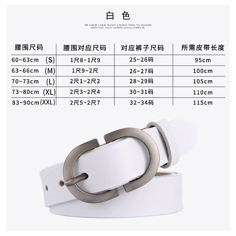 Women's Fashionable Black Leather Belt for Jeans