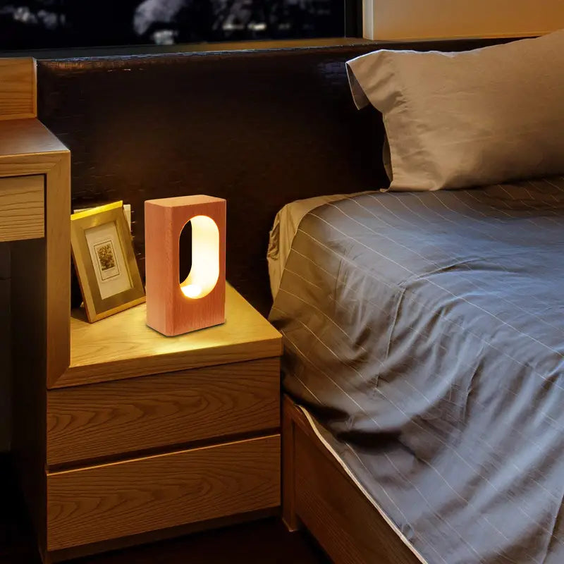LED Wood Desk Lamp - Dimmable Night Light Decor