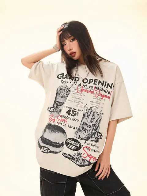 American Style Women's O-Neck Letter Print T-Shirt