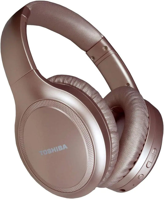 Toshiba Noise Cancelling Bluetooth Headphones | Wireless Over Ear Headphones | Bluetooth Headset with Microphone | 20 Hours of Talk & Music Time | 33 FT Operating Range | RZE-BT1200H(PN)