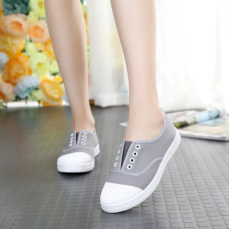 Low Top Canvas Slip-On Sneakers