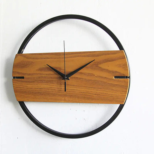 Metal and Wooden Wall Clock Decor