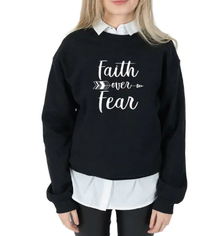 "Faith Over Fear Loose Cotton Graphic T-Shirt"