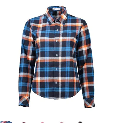 Women's Long Sleeve Cotton Plaid Shirt