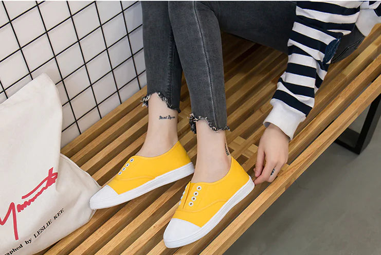 Low Top Canvas Slip-On Sneakers