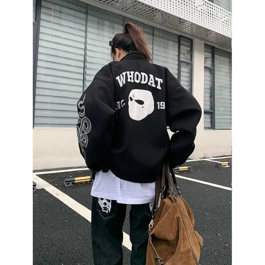 American Street Style Letter Print Loose Jacket