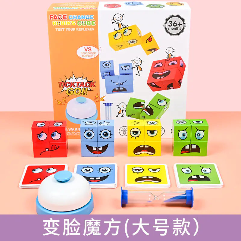 Kids Wooden Face-Changing Cube Puzzle Game in Box