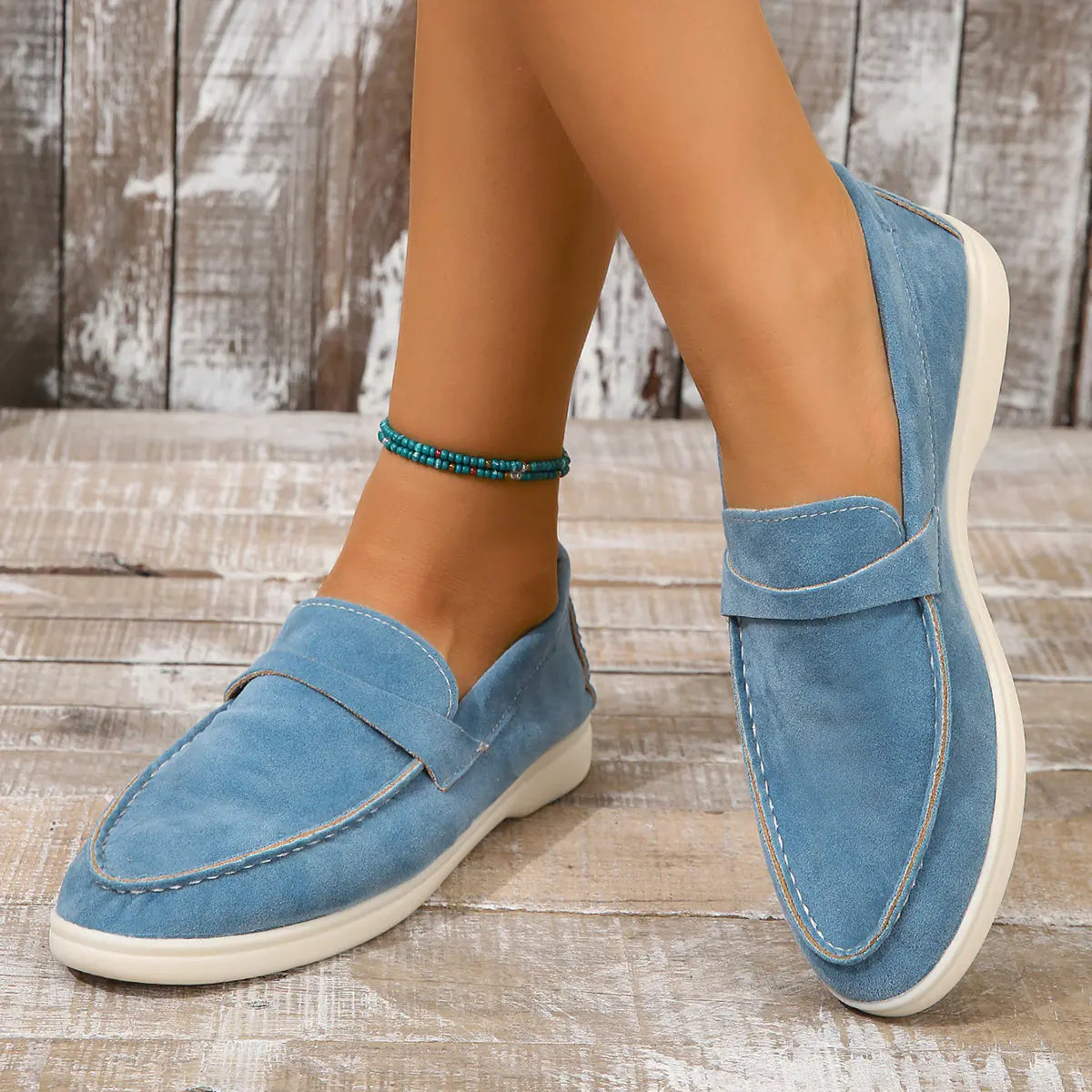 Women's Suede Loafers - Retro Casual Flats, Plus Size