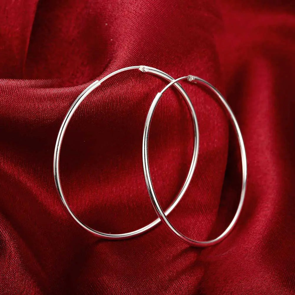 Fashionable Silver Plated Round Hoop Earrings