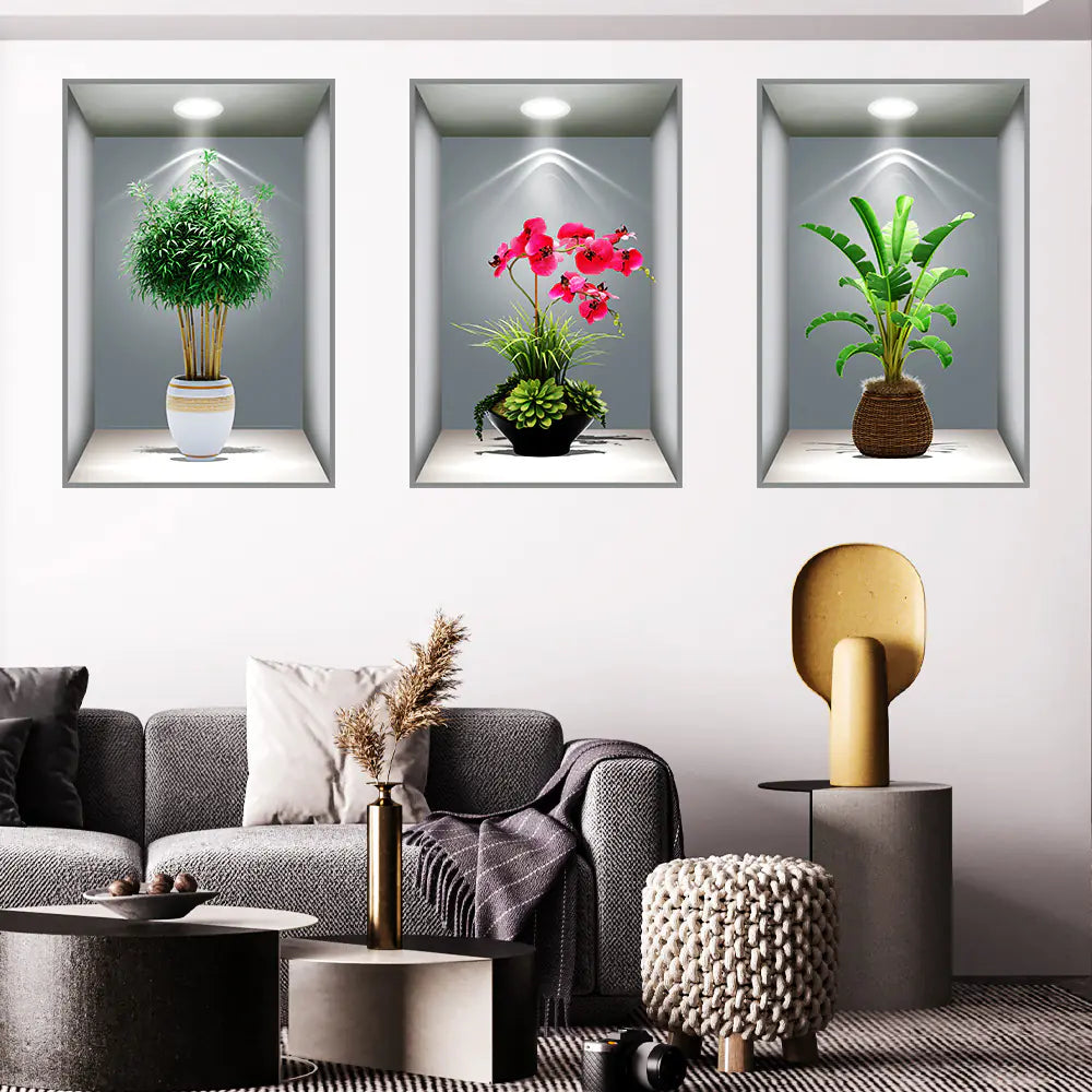 3D Effect Self-Adhesive Plant Wall Art Decor