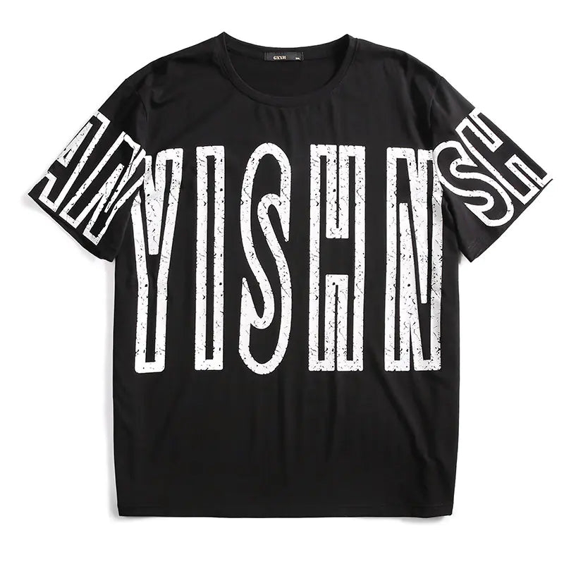 Plus Size Men's Loose Fit Round Neck Graphic Tee