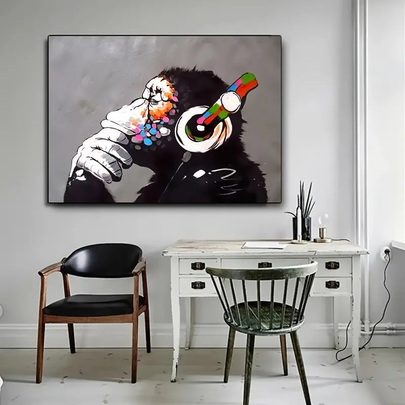 Funny Monkeys Bathroom Poster - Canvas Wall Art Decor