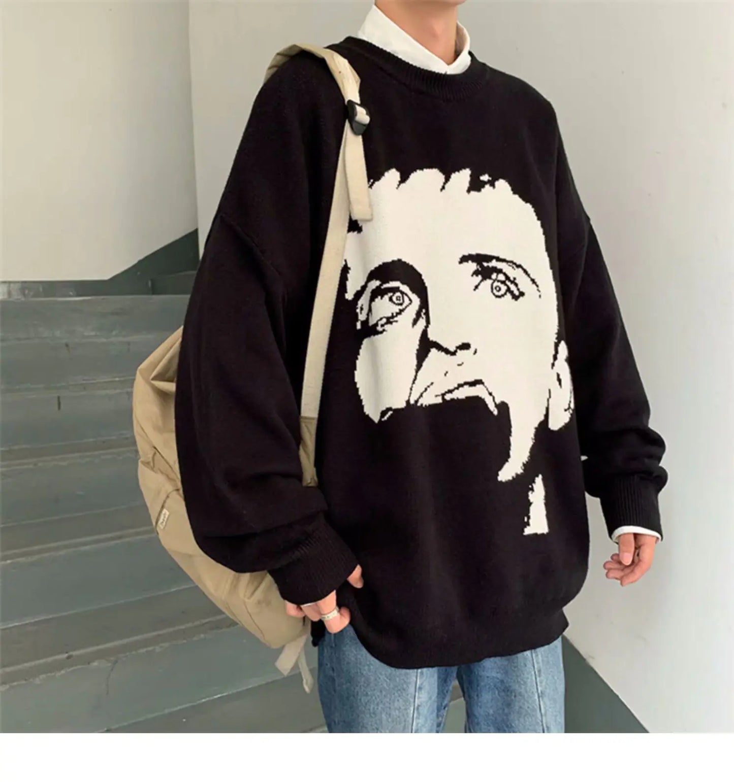 Unisex Graphic Printed Pullover Sweater