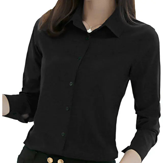 Korean Slim Fit Long Sleeve Women's Office Shirt