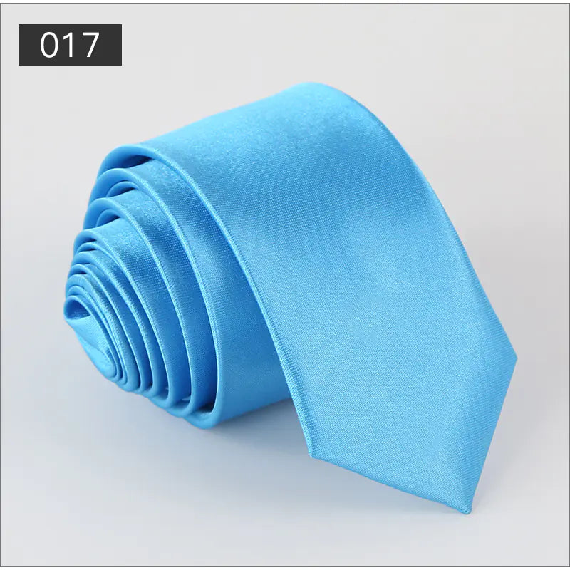 Solid Color Narrow Shiny Tie for Men - Wholesale Stock