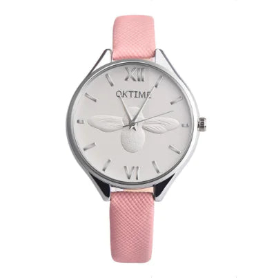 3D Bee Women's Watch with Leather Strap