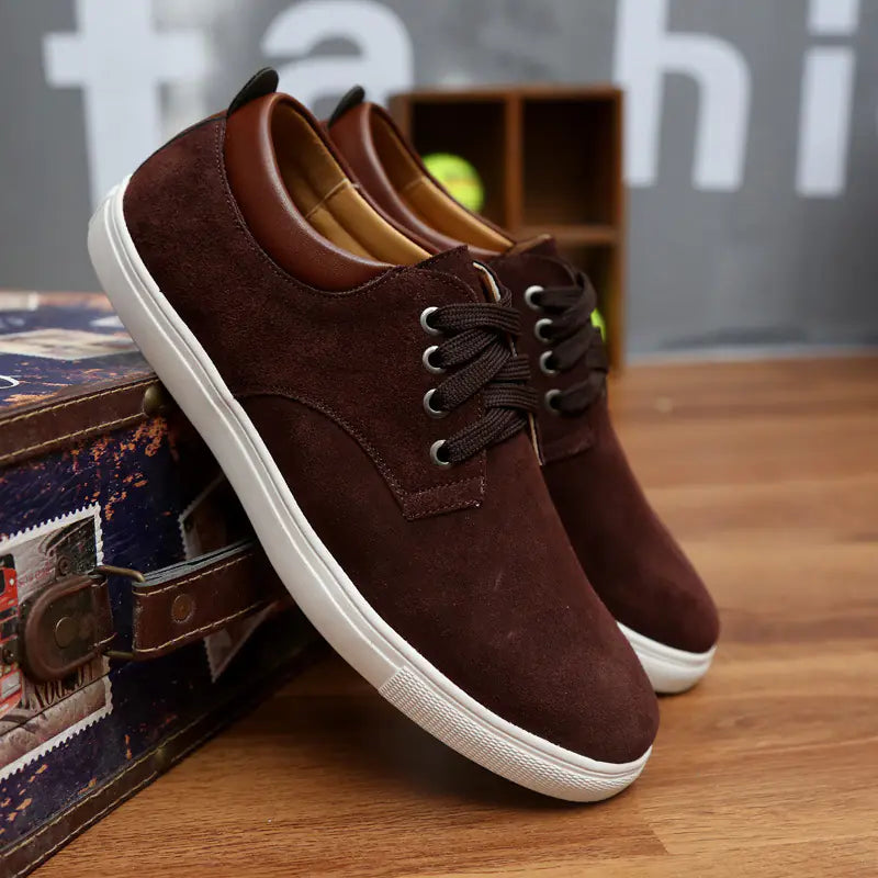 Leather Casual Sneakers (Men's Genuine Leather Shoes)