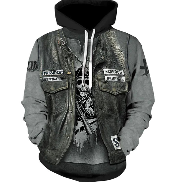 3D Digital Print Skeleton Men’s Loose Sweatshirt